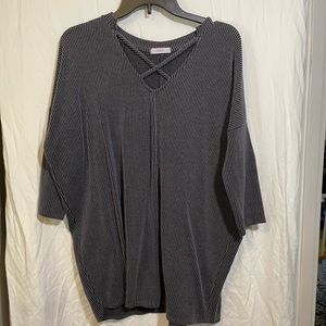 Cherish Corduroy Grey CrissCross Top